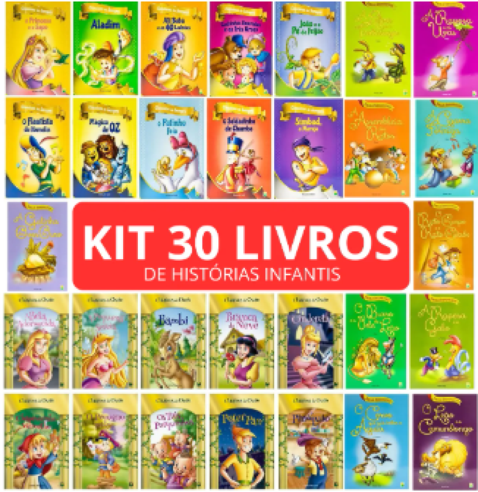 Kit 30 Livros De Histórias Infantis - Classicos De Ouro - Fabulas Inesquecíveis - Classicos De Sempre