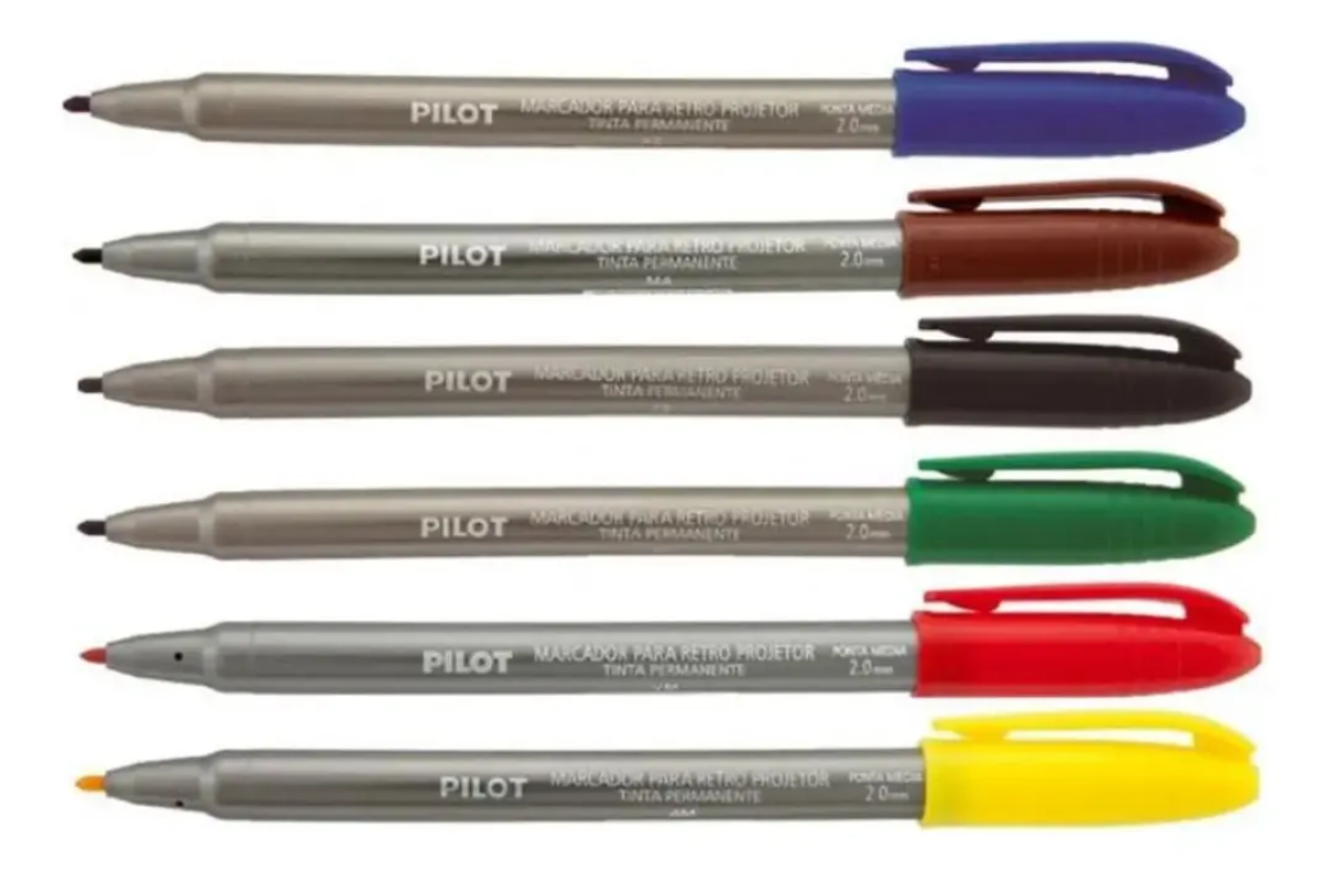 Kit 6 Canetas Pilot P/ Retroprojetor - 2.0mm