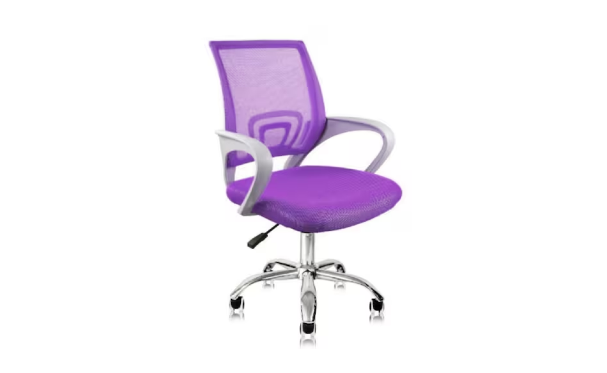 Cadeira de Escritório Secretária Base Cromada com Rodinha Fortt Lisboa Roxa - CSF02-RX - Roxo