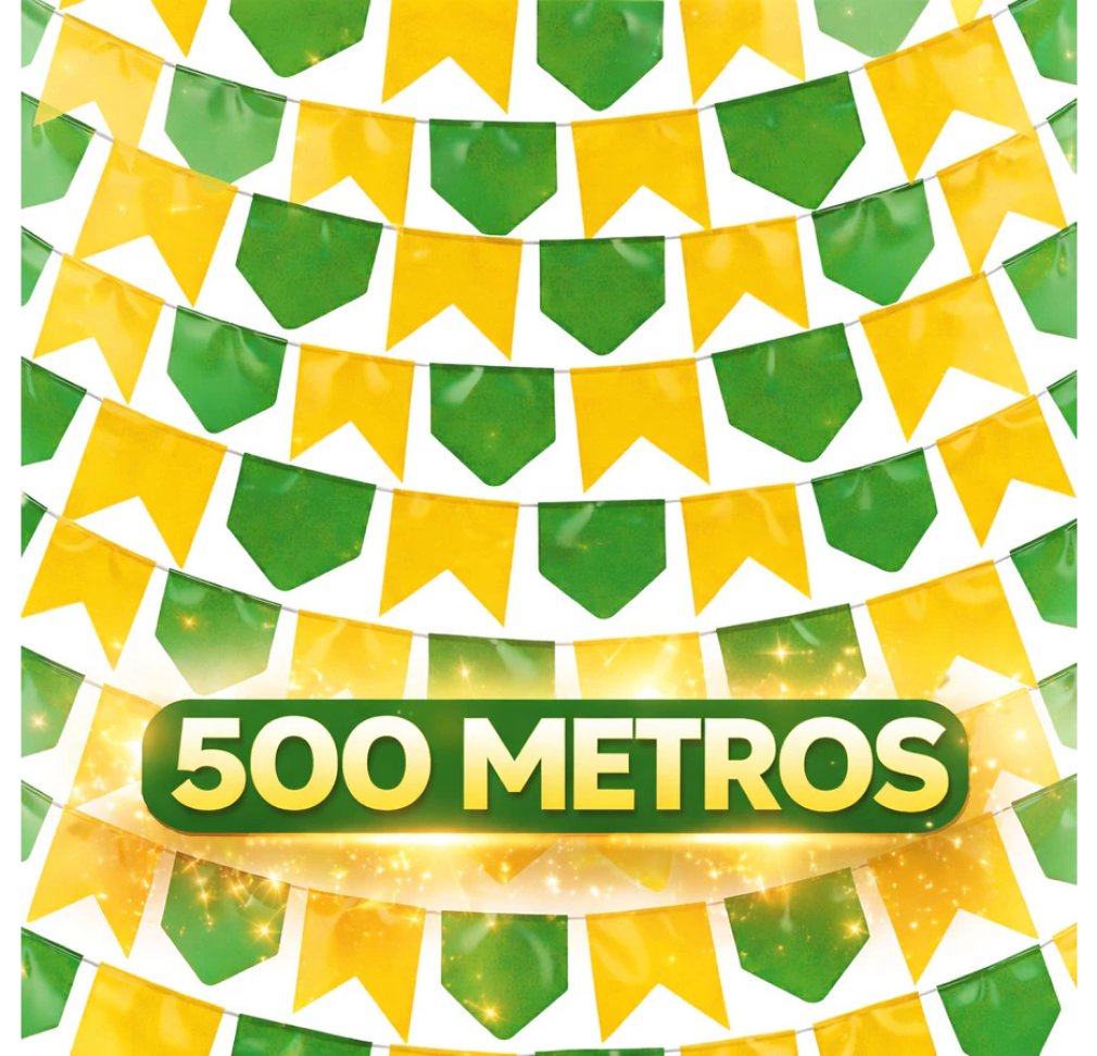 500 Metros Bandeirinhas do Brasil Bandeirola Plástico 10m Decoração Copa do Mundo