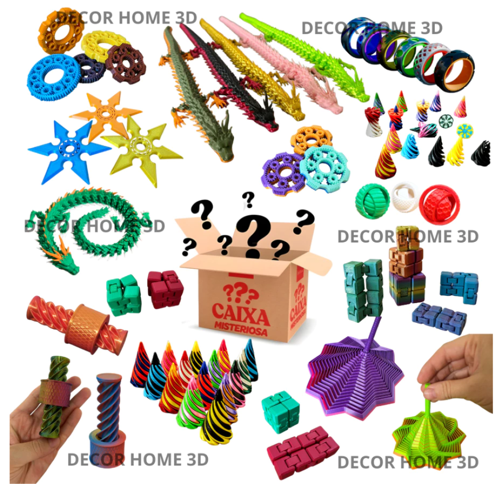 Caixa Misteriosa Sensorial 3D – Brinquedos Articulados, Anti Estresse, Fidget, Surpresa