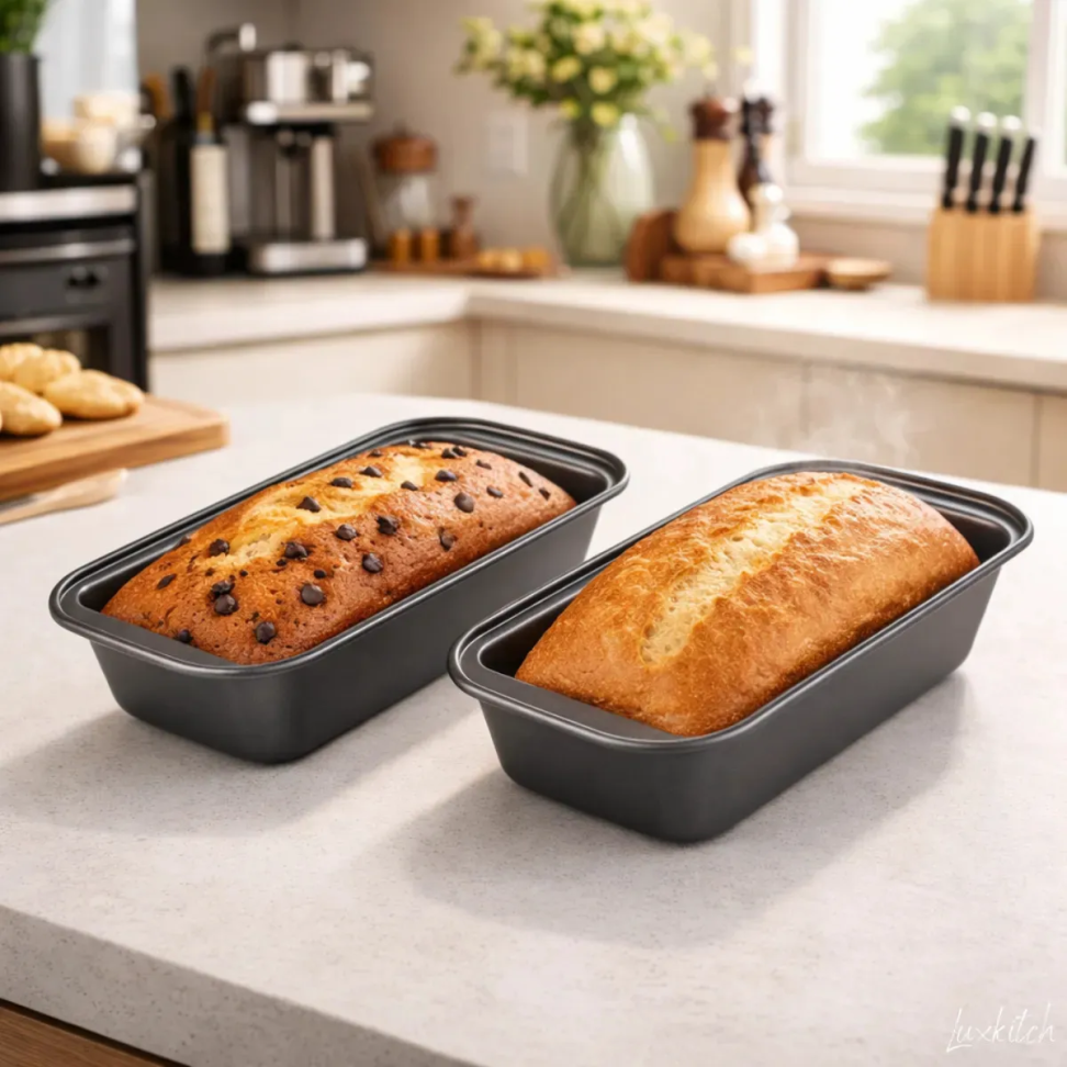 Kit 2 Formas De Pão Assadeira Antiaderente Bolo Inglês Torta Travessa Retangular Forno Cozinha Luxkitch