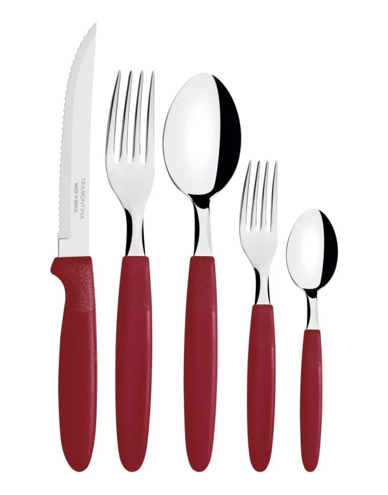 Faqueiro Inox Tramontina Ipanema 30 Peças Jogo De Talheres Cor Vermelho