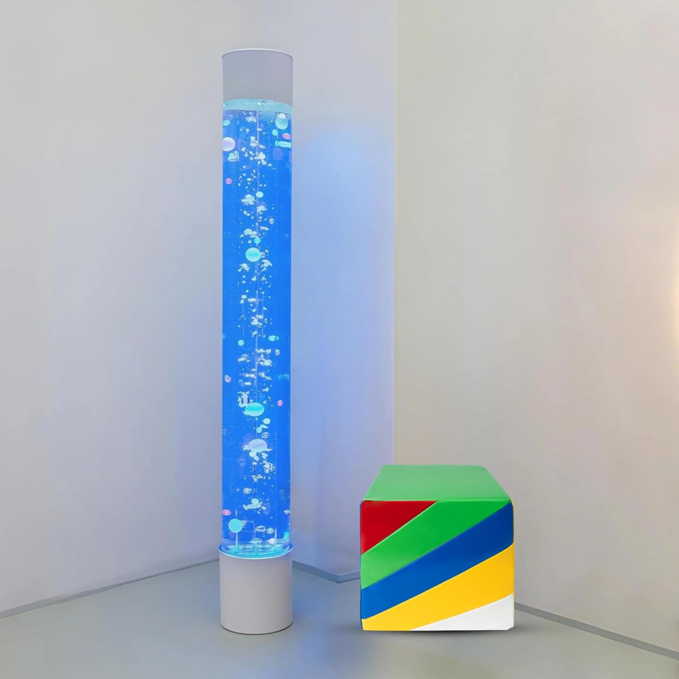 Luminária de chão com tubo de bolha sensorial – compatível com vários controladores, luz de humor LED que muda de cor, efeitos visuais multicoloridos, decoração calmante de aquário para salas