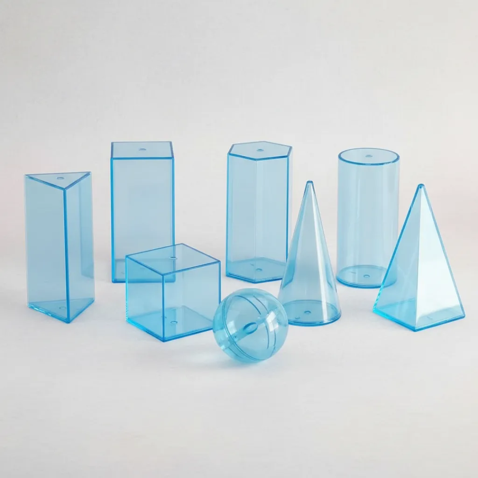 Sólidos Geométricos Em Acrílico Material Pedagógico 8 Pçs
