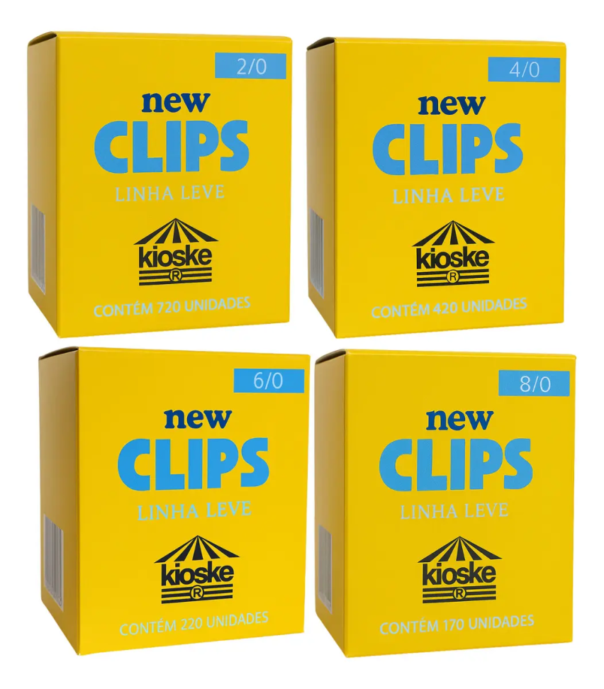 Kit Clips Para Papel 2/0 4/0 6/0 8/0 Galvanizado Organizador Prendedor Papelaria Kioske