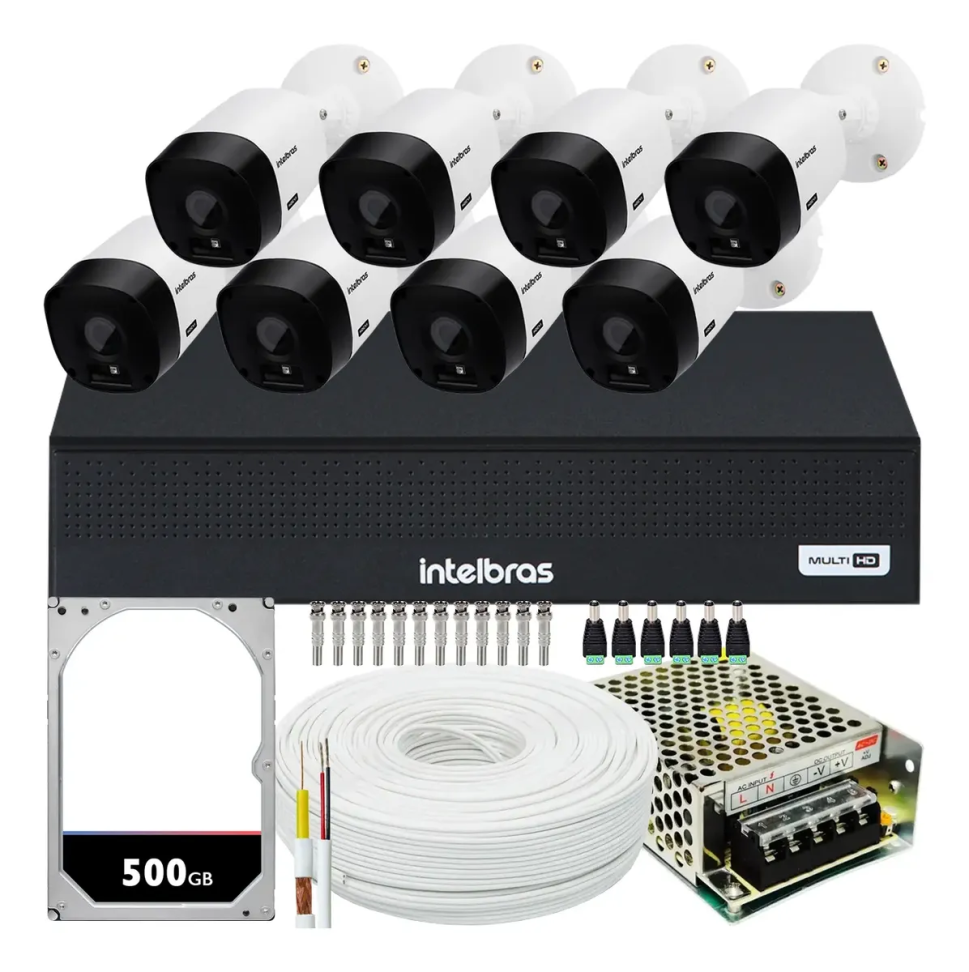 Kit Cftv 8 Câmeras Segurança Intelbras Residencial Dvr 1108c