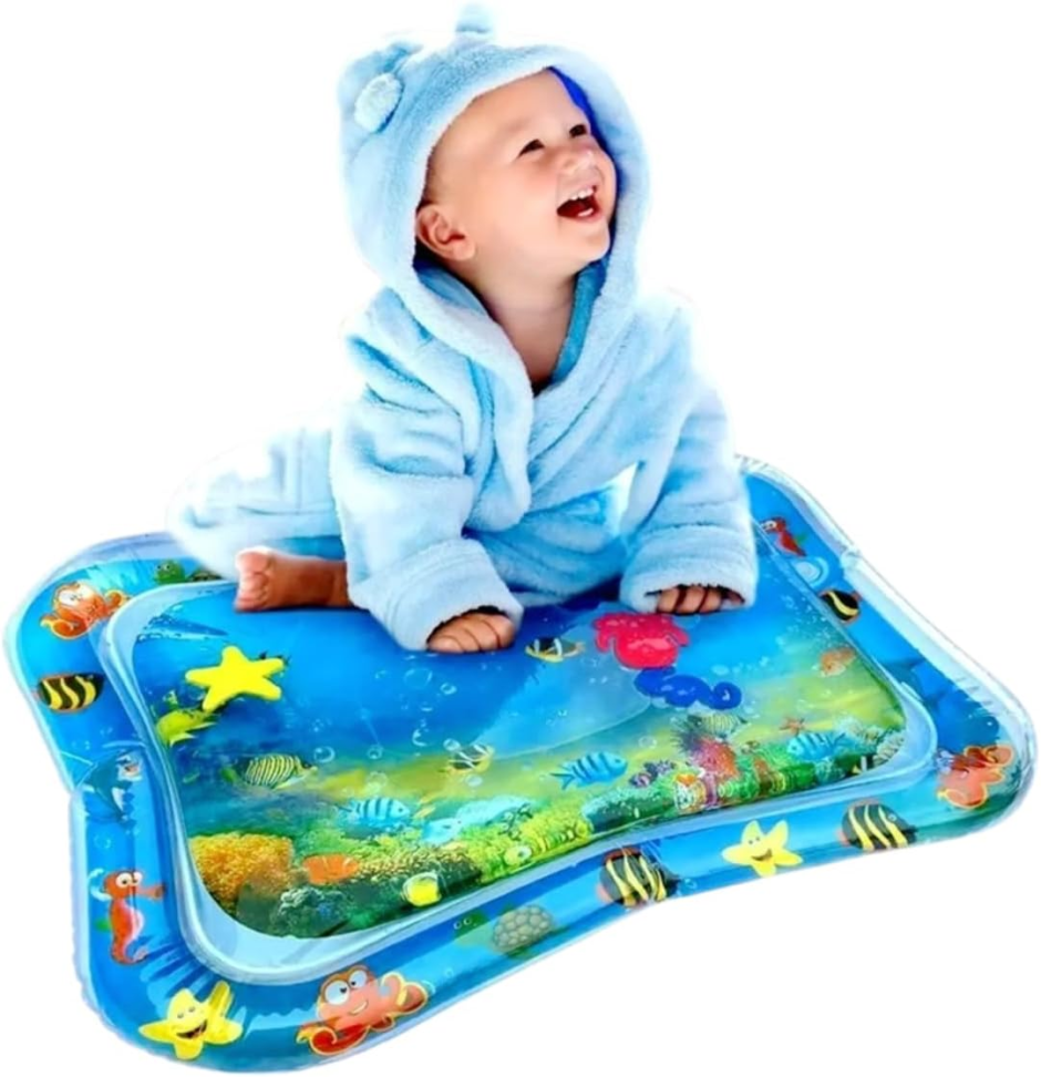 Tapete de Água Inflável Interativo para Bebê, Estimulação Sensorial, Design Oceânico 3D, Material Seguro, Desenvolvimento Motor, para 3 Meses ou Mais