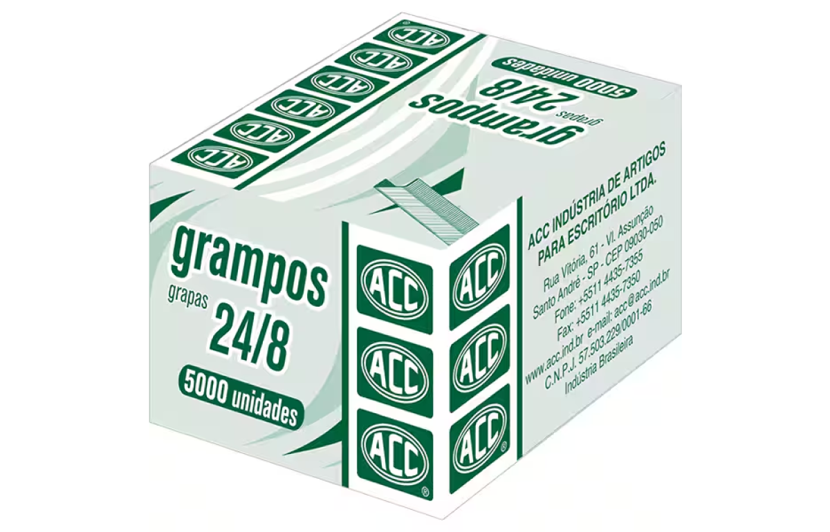 Grampo p/grampeador 24/8 galvanizado Acc CX 5000 UN