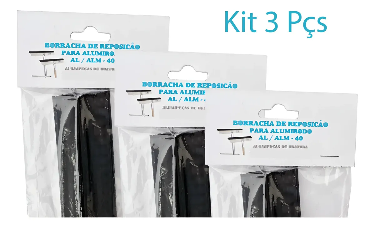 Kit 3 Unidades - Refil Borracha Para Rodo De Alumínio 40cm