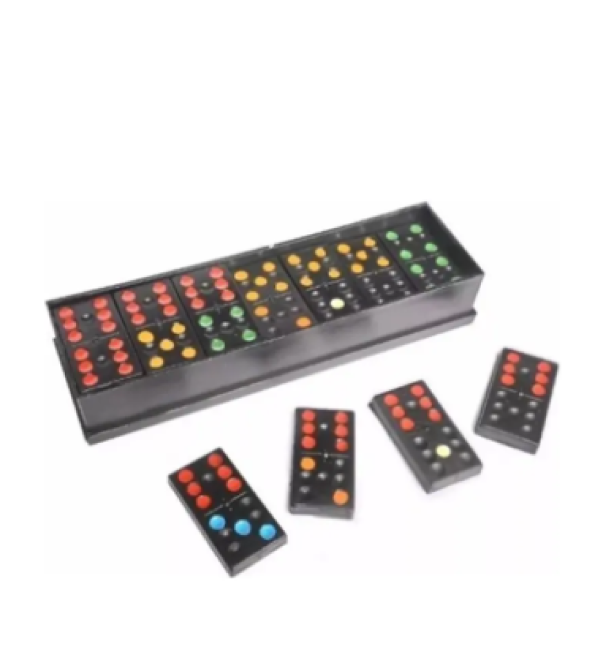 Kit Com 10 Jogo Dominó Plástico C/ Estojo 28 Peças