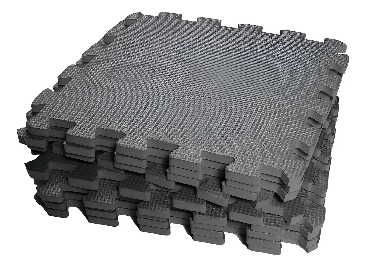 Kit 20 Peças Tapete Tatame Preto Infantil 50x50 10mm Liso