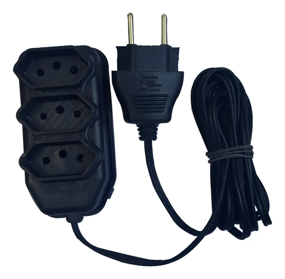 Extensão Elétrica 10 Metros 10a 3 Tomadas Plug