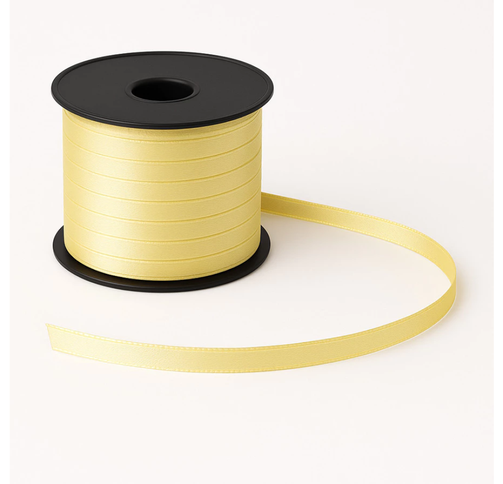 Fita de Cetim Amarelo Bebe 7mm 10 Metros Laços Presentes Embalagem