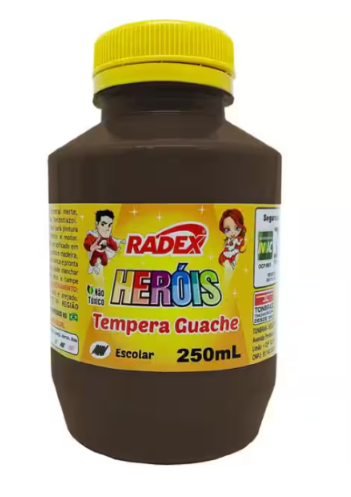 Tinta Guache, Marrom 250ml, 2570, Radex - PO 1 UN