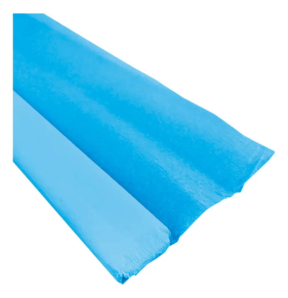 Kit 10 Unidade Papel Crepom 48cmx2m P/ Artesanato Decoração Cor Azul-claro