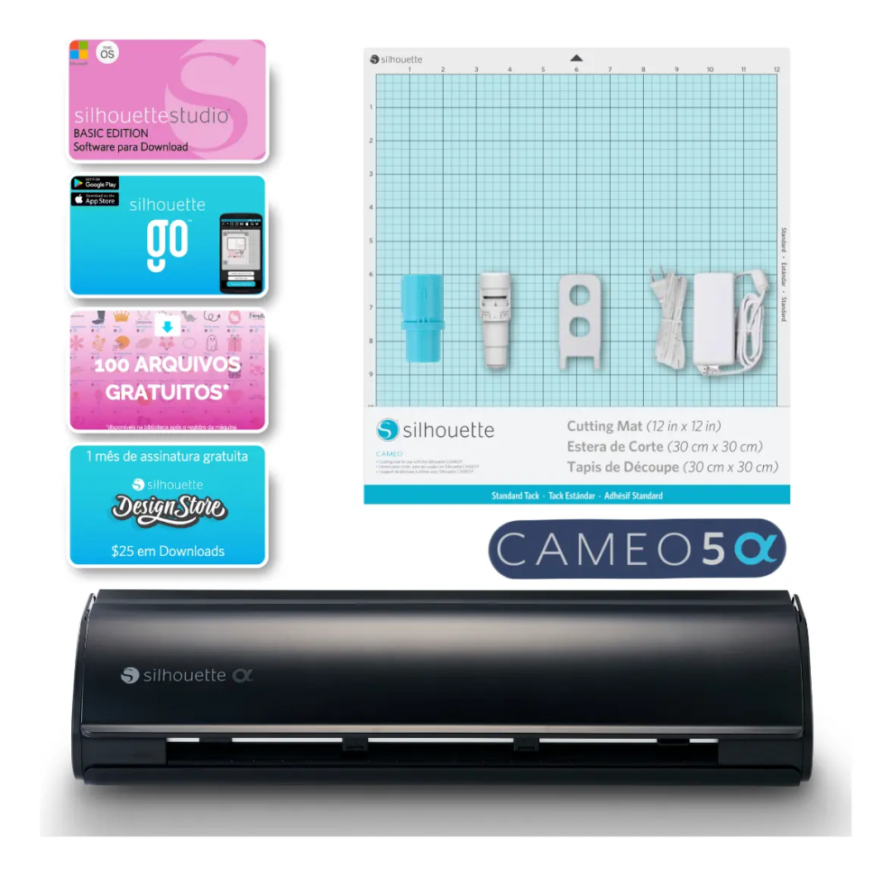 Silhouette Cameo 5 Alpha Preto Fosco Máquina De Recorte Avançada