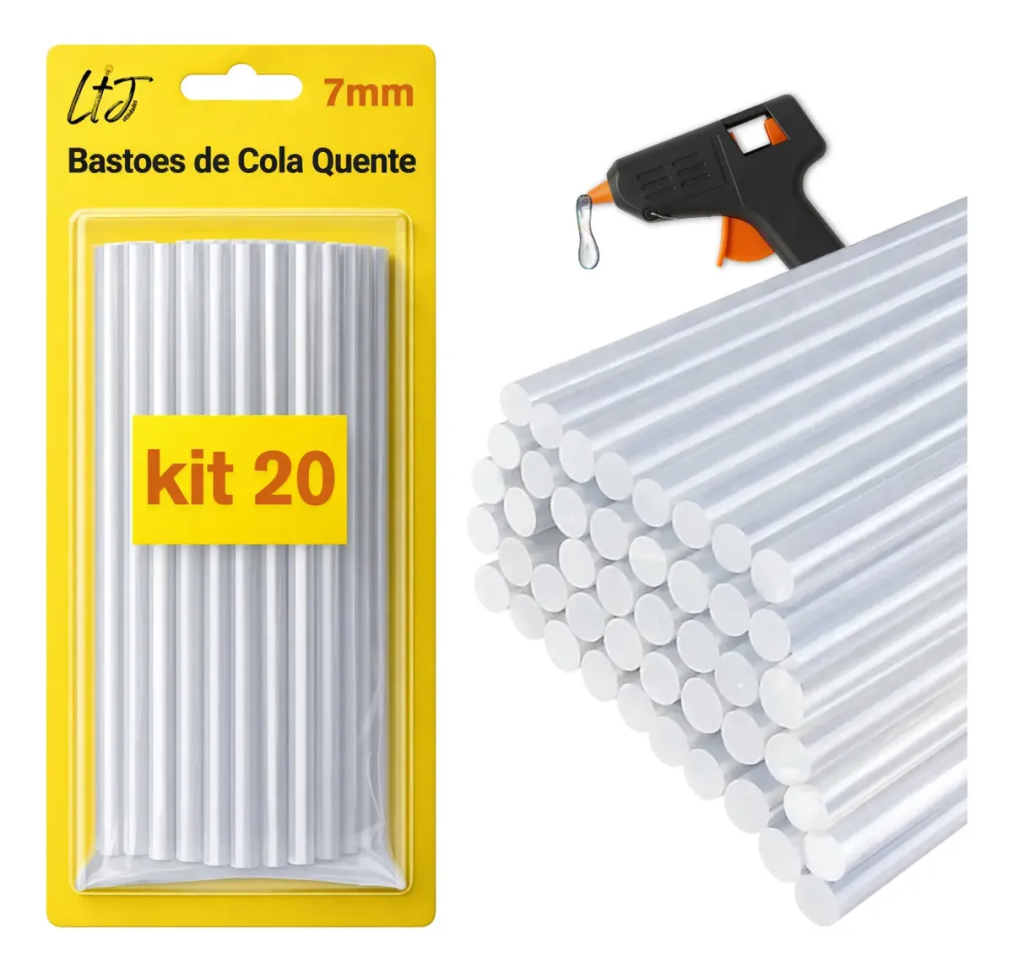 Kit 20 Bastão De Cola Quente Fino 7mm Para Pistola Pequena