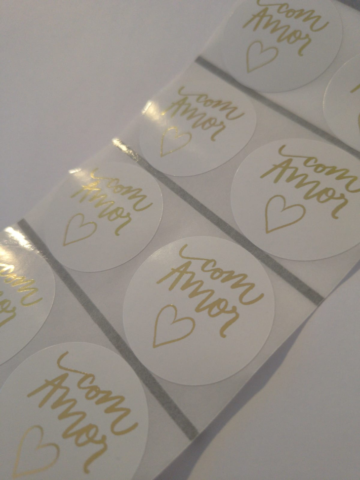 18 adesivos transparentes Hot Stamping Embalagens Etiquetas