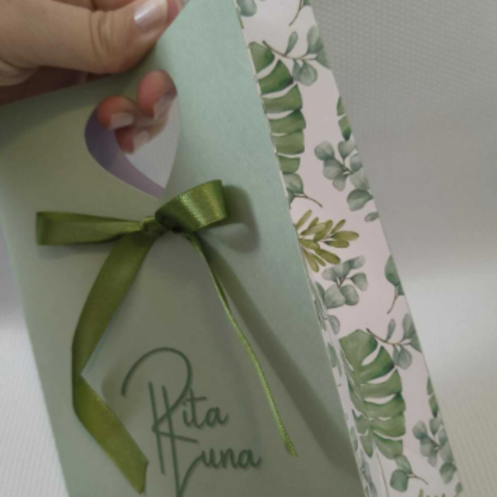 Sacola coração Premium laço - PERSONALIZE A SUA