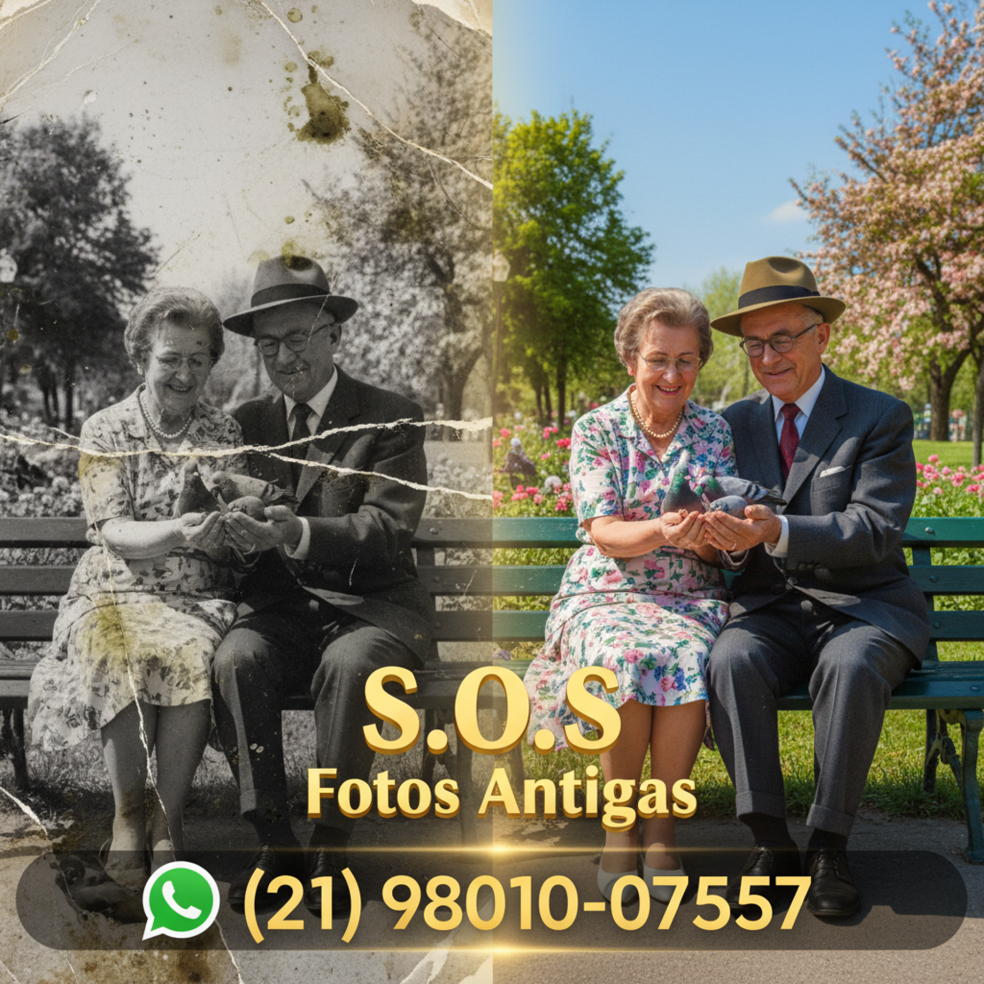 ESTUDO DE CASO: RESTAURAÇÃO DE FOTO HISTÓRICA - O CASAL NO PARQUE