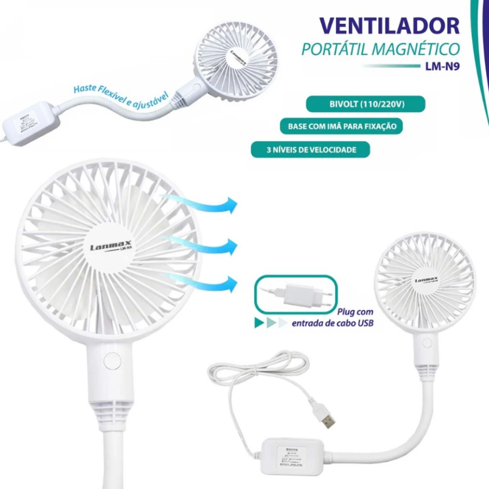 Ventilador Portátil Magnético com Ímã Bivolt - #1