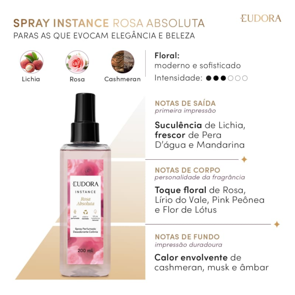 Body Splash Rosa Absoluta - Eudora Instance Desodorante Colônia 200ml - #2