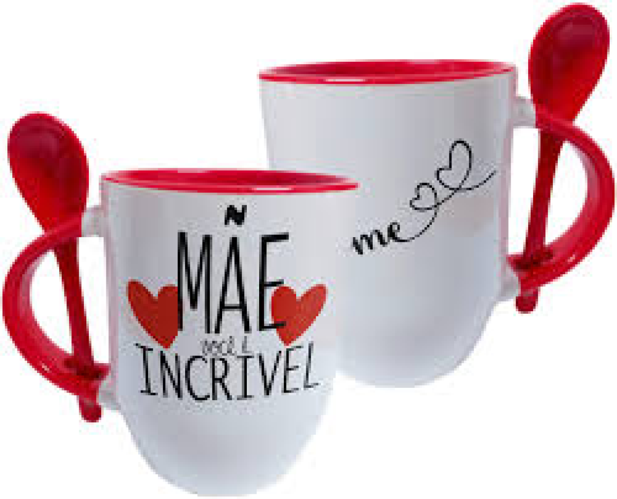 Caneca com colher curvada - Alça e interior colorido - #2