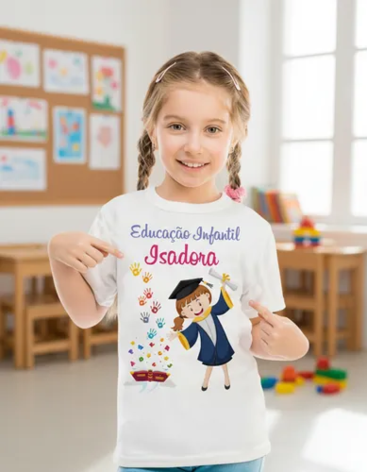 Camiseta Infantil  Branca Personalizada - #6
