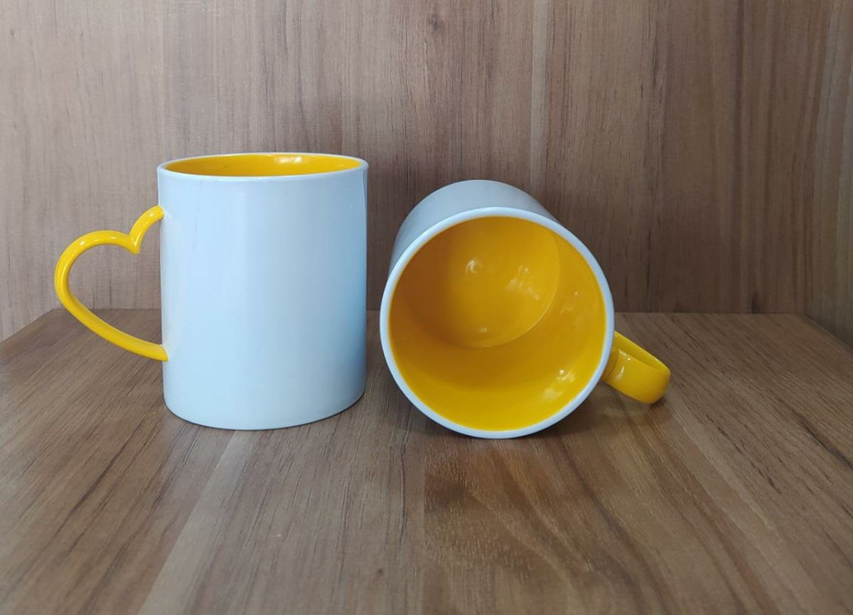 Caneca Polimero alça coração e colorida (plastico) - #2