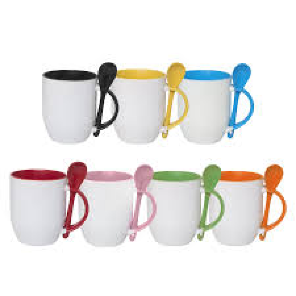 Caneca com colher curvada - Alça e interior colorido - #3