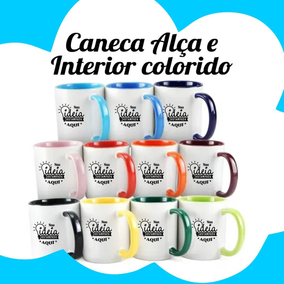 Caneca com colher - Alça e interior colorido - #2