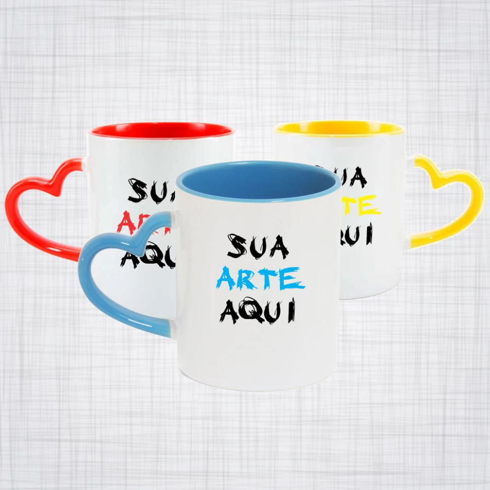 Caneca Alça coração e interior colorido - #2