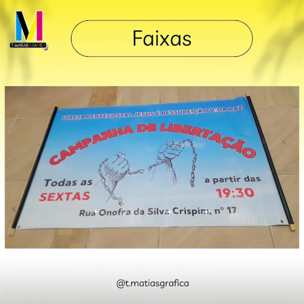 Faixa c/ madeira + 1 ilhós em cada ponta (Escolha o tamanho desejado) - #14