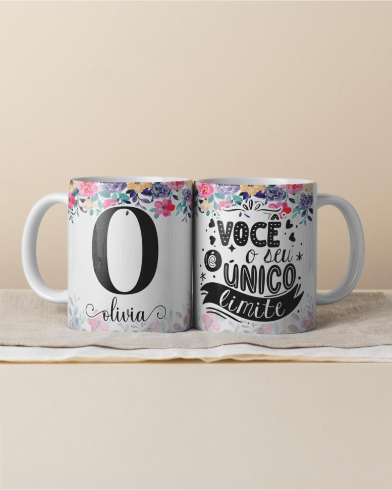 Caneca Alfabeto floral, e frase - #11