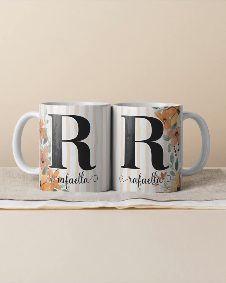Caneca Alfabeto floral, e frase - #19