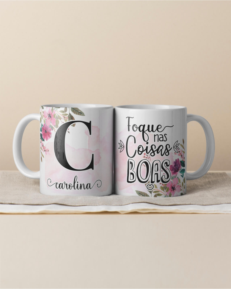 Caneca Alfabeto floral, e frase - #25