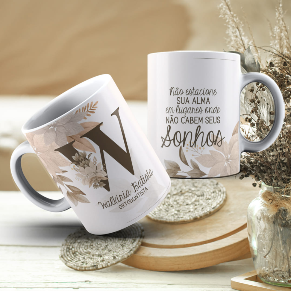 Caneca Inicial , Nome e frase , Profissão - #24