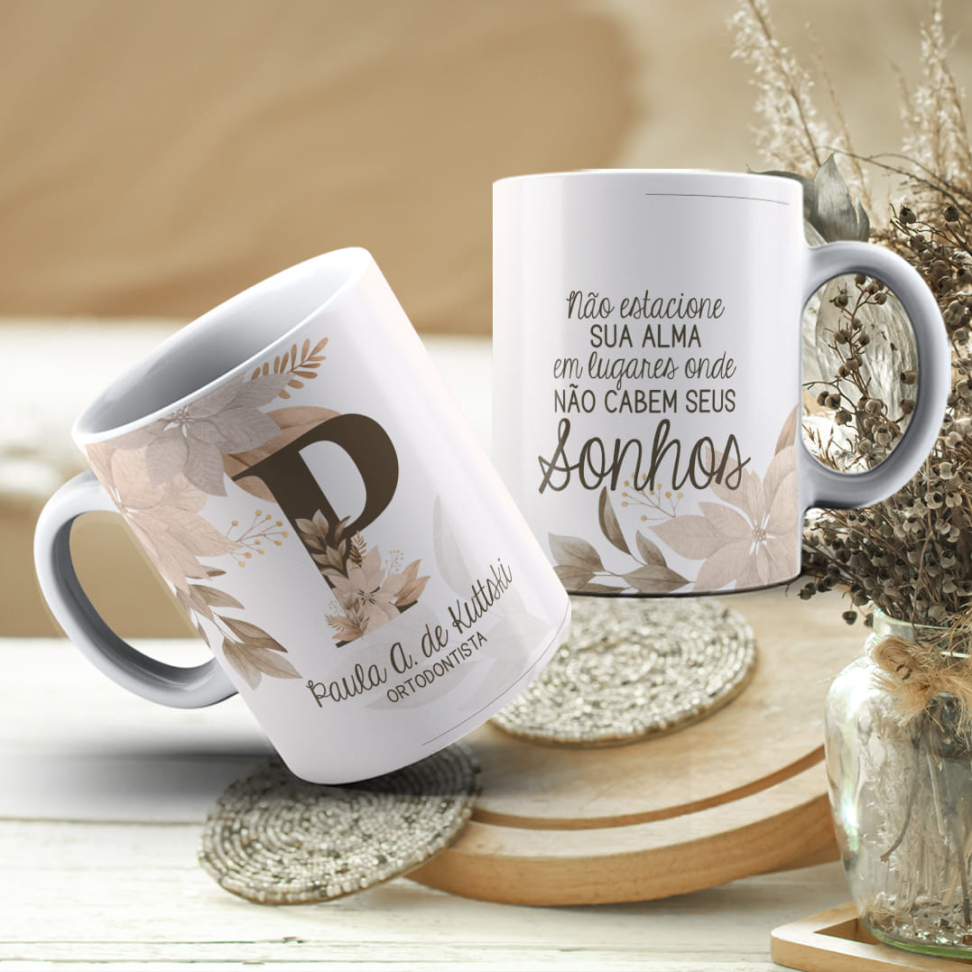 Caneca Inicial , Nome e frase , Profissão - #13