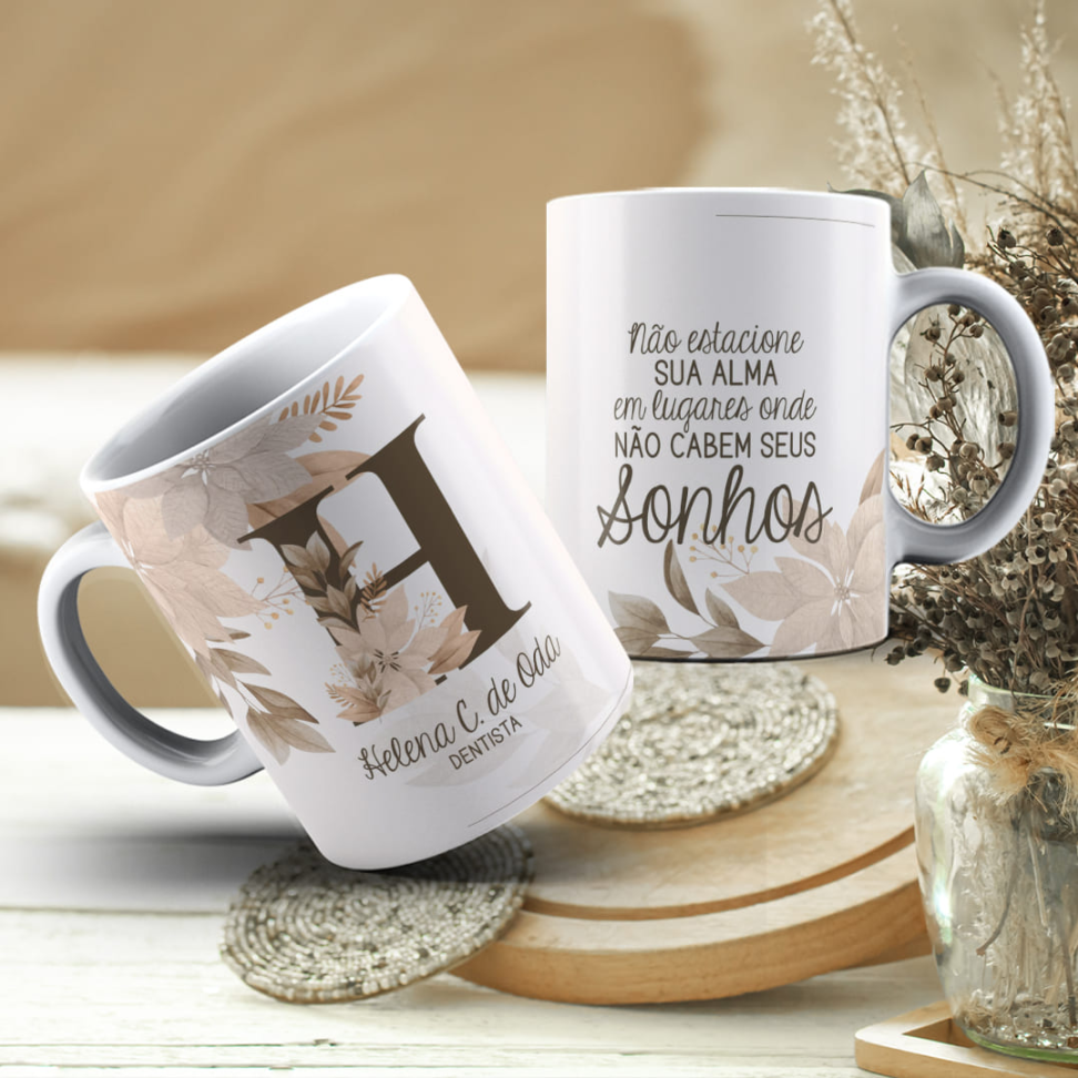 Caneca Inicial , Nome e frase , Profissão - #22