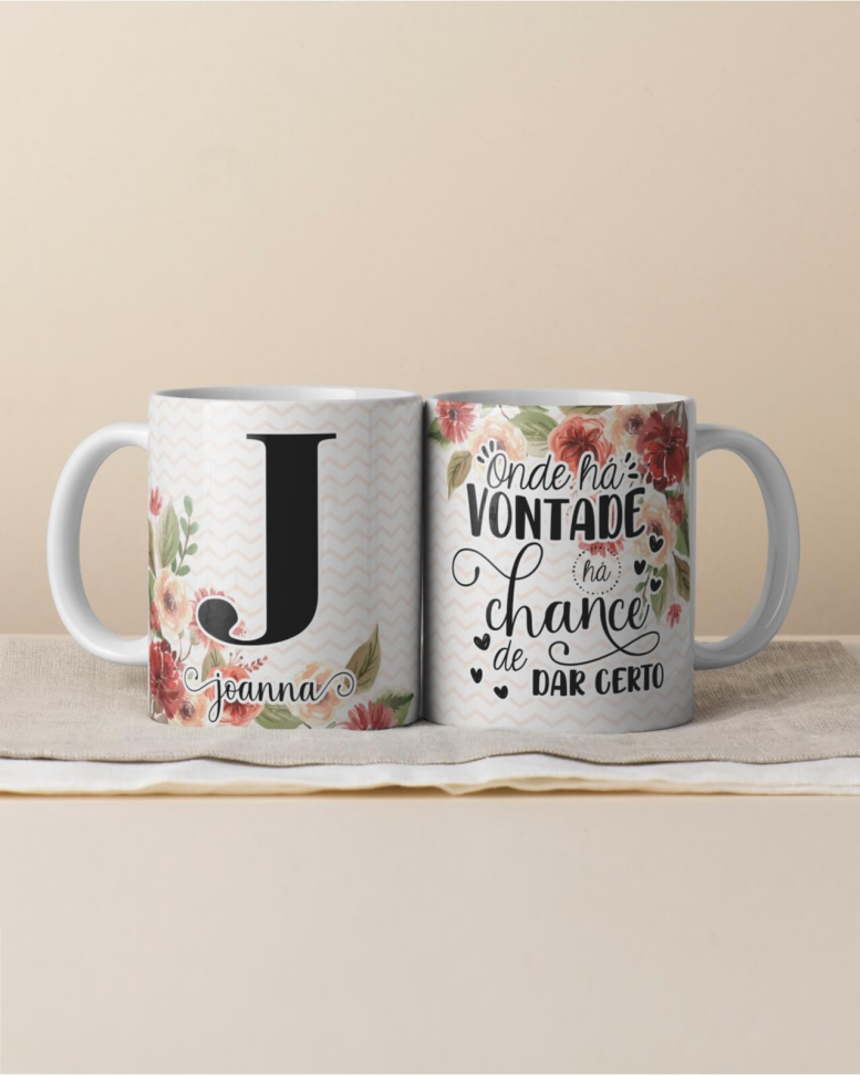 Caneca Alfabeto floral, e frase - #7