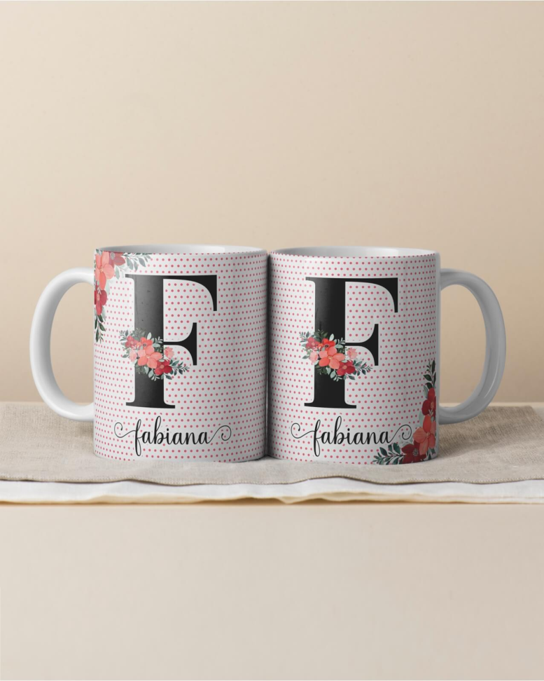 Caneca Alfabeto floral, e frase - #21