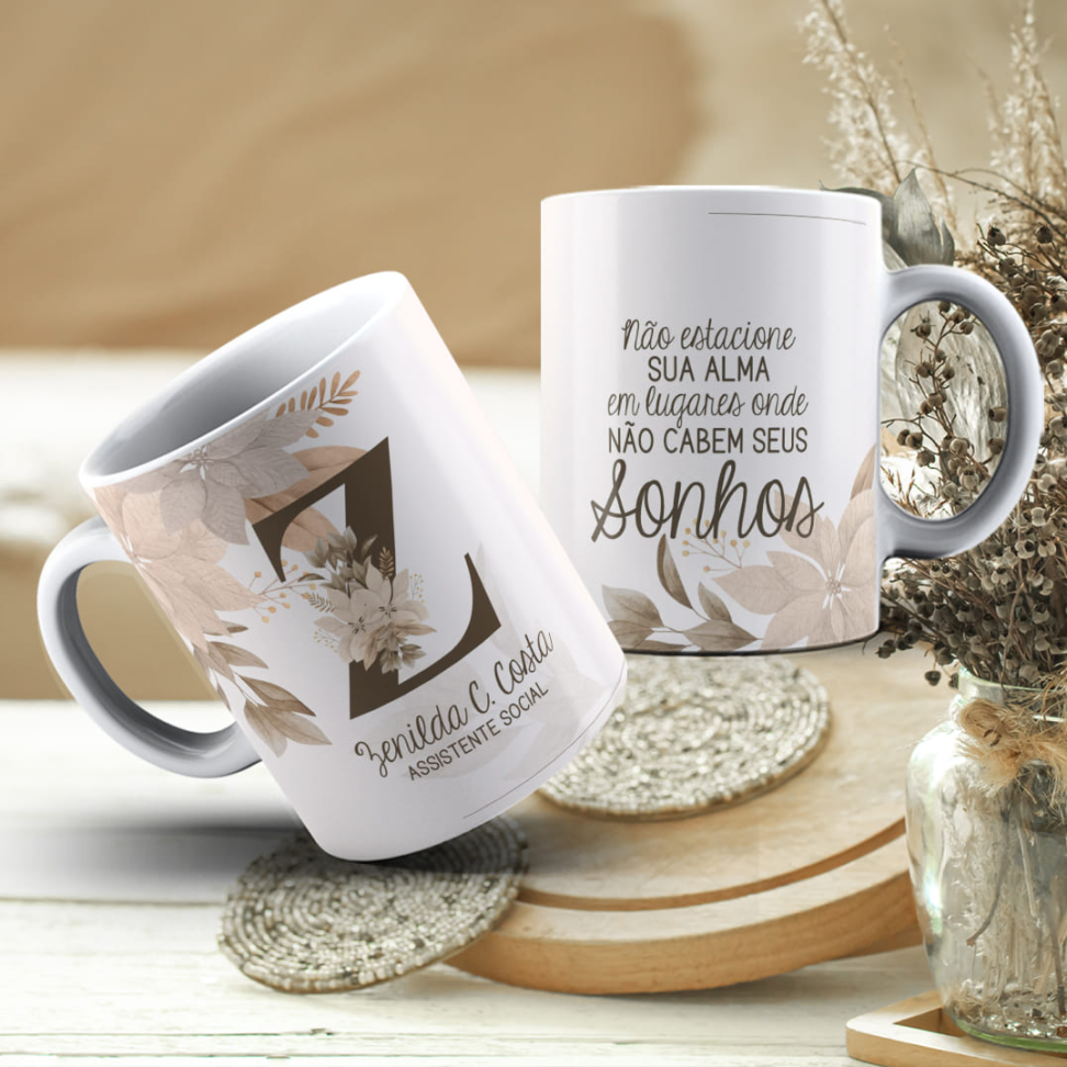 Caneca Inicial , Nome e frase , Profissão - #23
