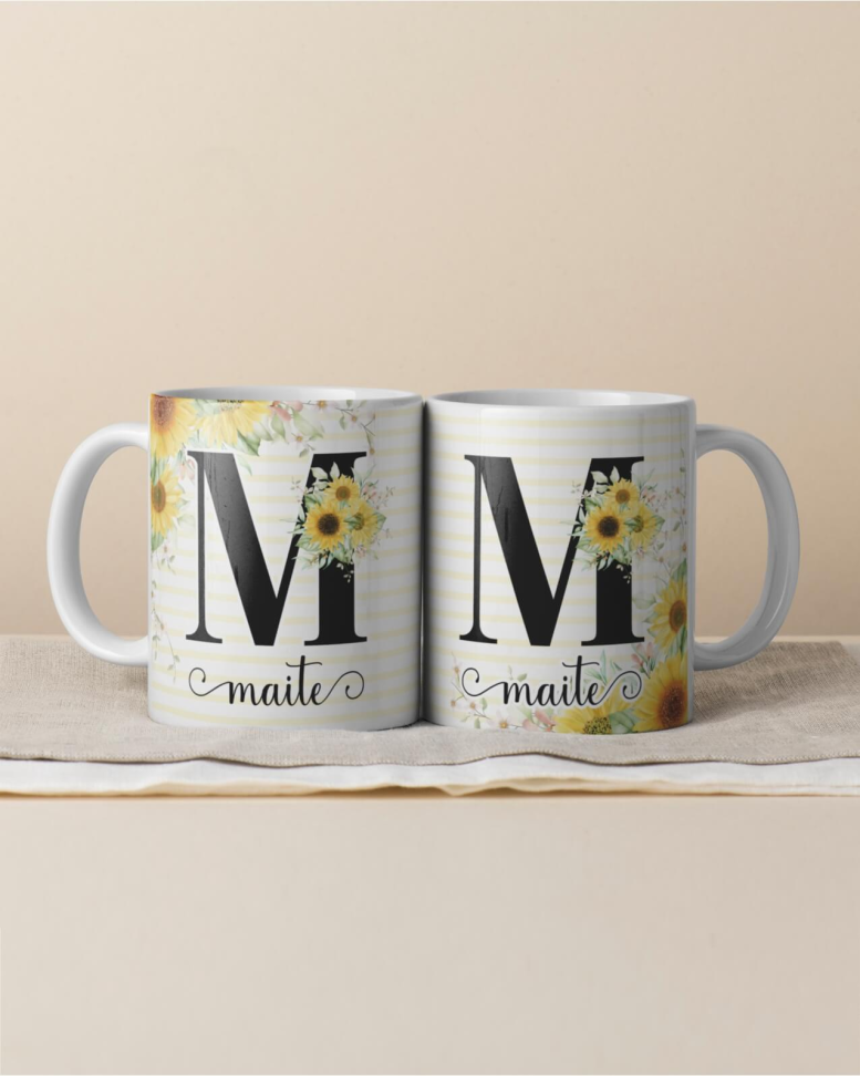 Caneca Alfabeto floral, e frase - #2