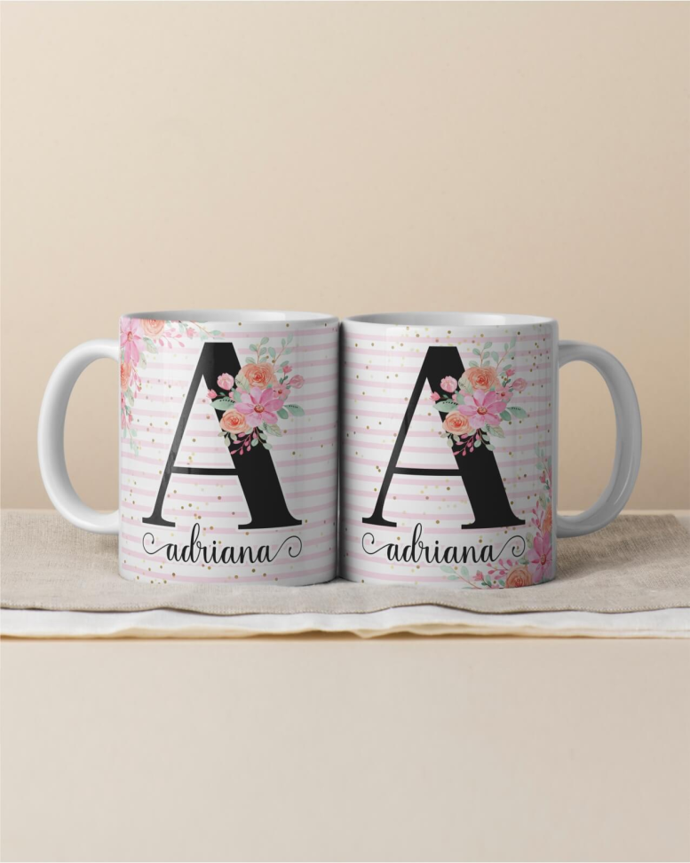 Caneca Alfabeto floral, e frase - #17