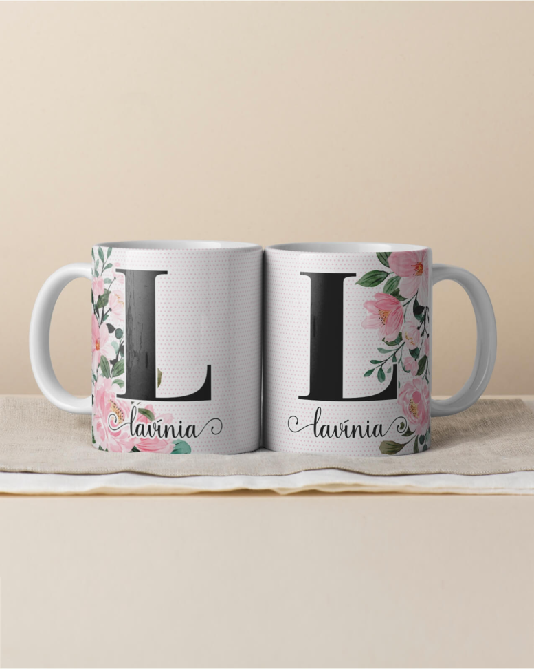 Caneca Alfabeto floral, e frase - #20