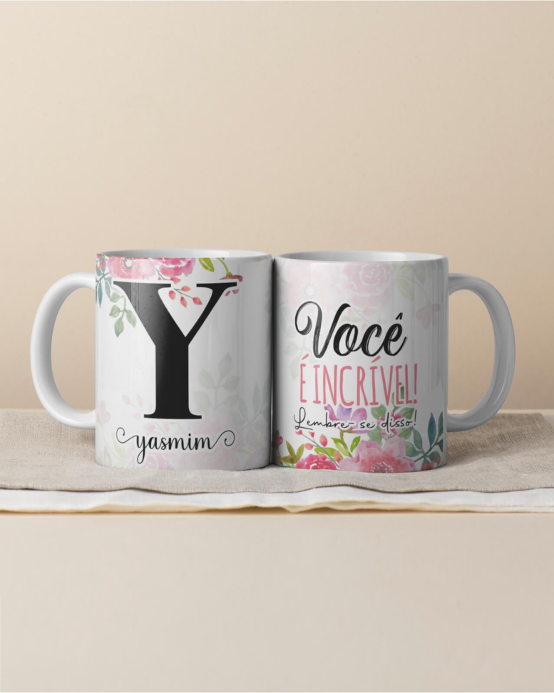 Caneca Alfabeto floral, e frase - #6