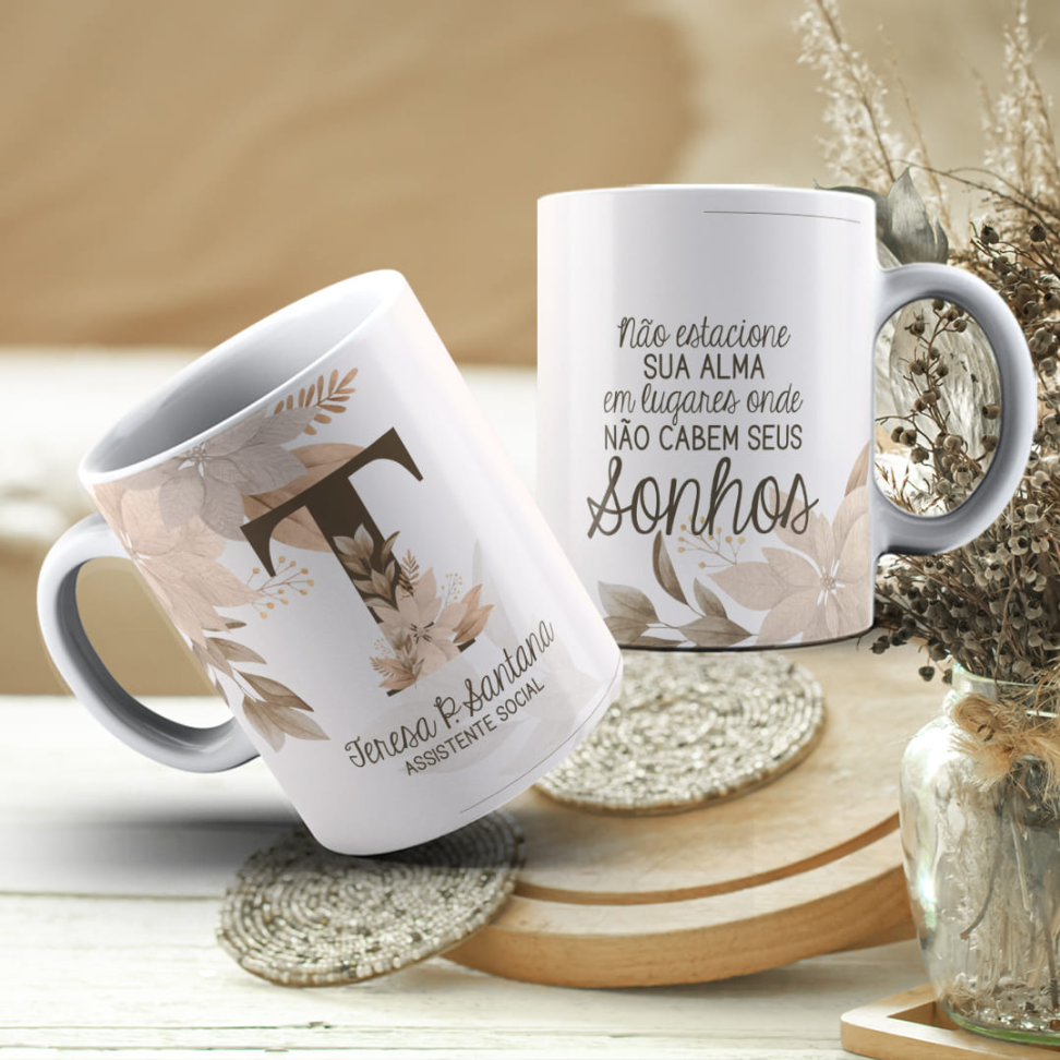 Caneca Inicial , Nome e frase , Profissão - #20