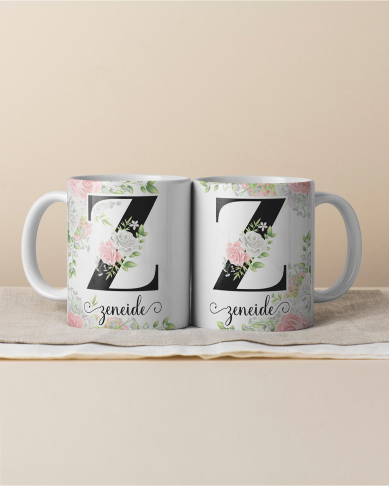 Caneca Alfabeto floral, e frase - #18