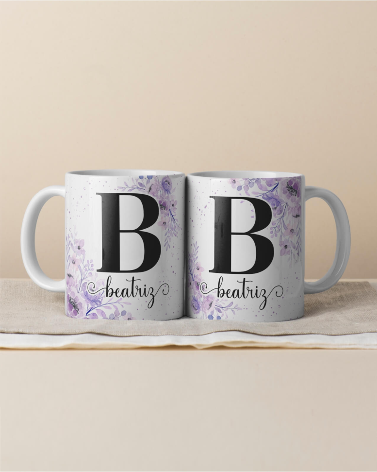 Caneca Alfabeto floral, e frase - #8